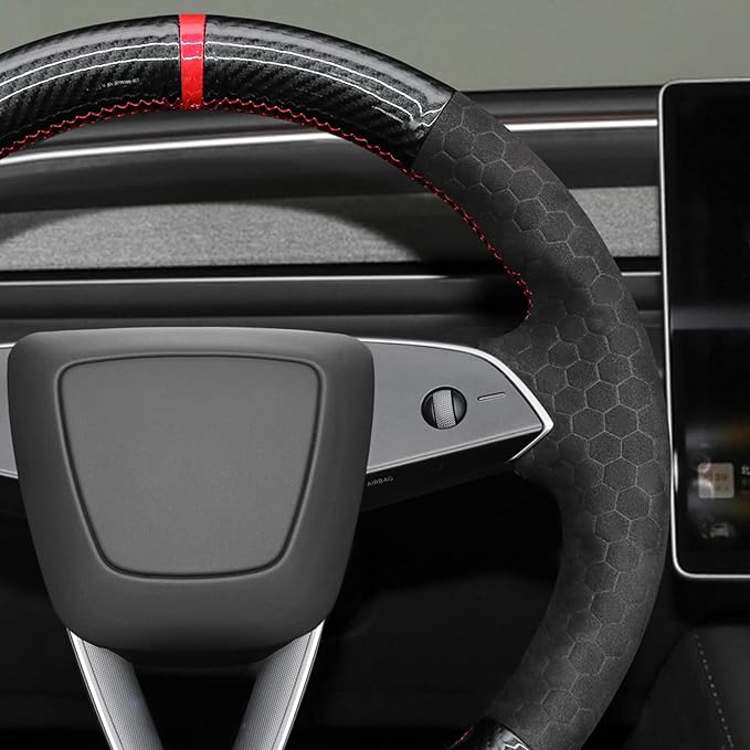 MEWANT DIY Stitching Steering Wheel Cover Wrap for Tesla Model 3 Highland 2023-2025/Model Y 2025 Highland for Tesla Model 3/Model Y Accessories(3D Style)