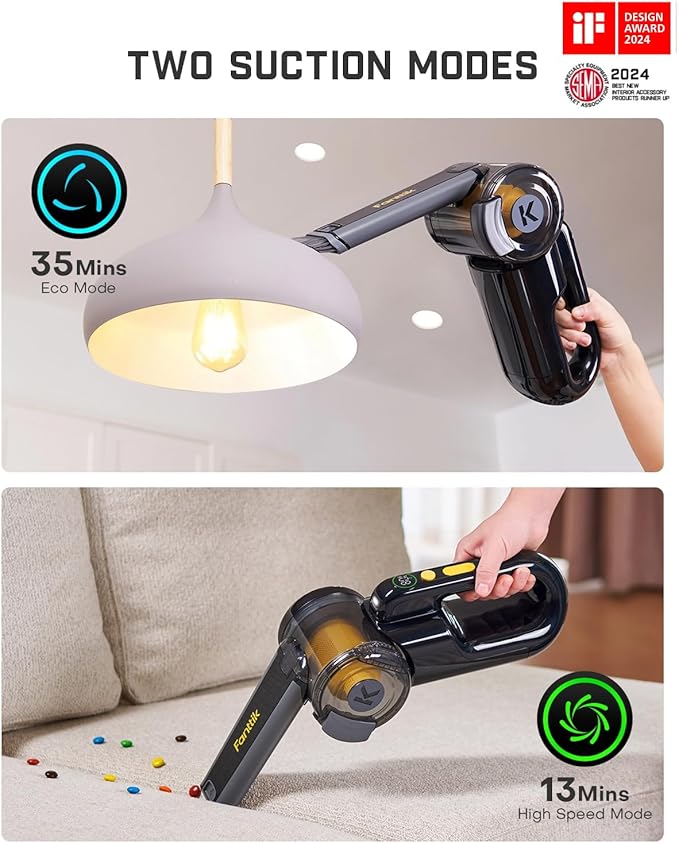 Fanttik Fold V10 APEX Pivot Cordless Car Vacuum, 17000Pa Handheld Vacuum Suction Power, Smart LED Display, Portable for Car H