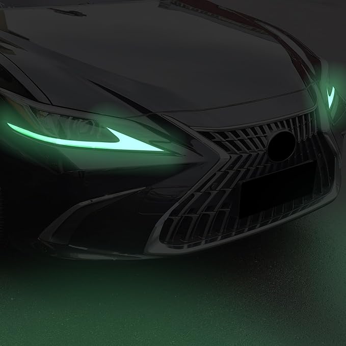 TOMALL 2 Pair Headlight Daytime Running Light Rearview Mirror Light Vinyl Films Smoke Tint Compatible with Lexus 2018-2020 Light Transmission Tint Wrap Exterior Sticker Decorations Trim (Green)