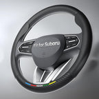 Wigoo Car Steering Wheel Cover Compatible with Subaru [Ergonomic Design, Ultra Breathable] Black Leather Wheel Cover for Better Control, Car Accessory for Women and Men, 14.5''-15''