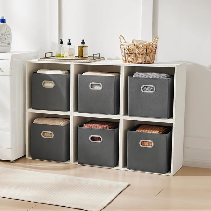 MAX Houser Fabric Storage Bins Cubes Baskets Containers with Dual Plastic Handles for Home Closet Bedroom Drawers Organizers 