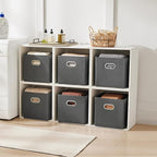 MAX Houser Fabric Storage Bins Cubes Baskets Containers with Dual Plastic Handles for Home Closet Bedroom Drawers Organizers 