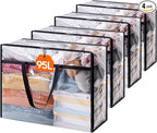 Lifewit 4 Pack Clear Clothes Storage Bags, 95L Plastic Blanket Storage Bag, Vinyl Foldable Moving Bags with Zipper, Closet Or
