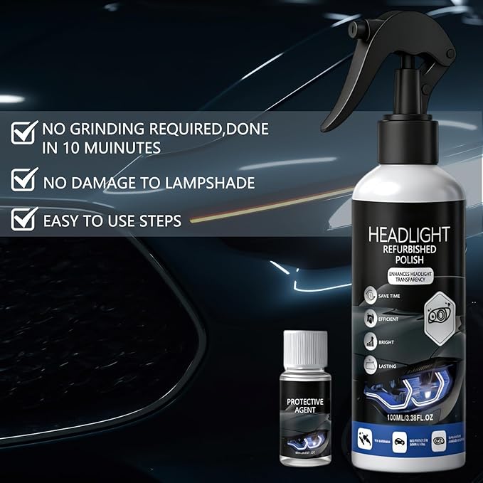 2Pcs Car Headlight Restoration Polishing Kits,Headlight Restoration Kit,Headlight Cleaner And Restorer Kit,Fast & Easy Car He