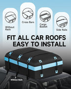 Car Rooftop Cargo Carrier Bag 30 Cubic Feet, Soft-Shell Luggage Cargo Bag Waterproof Bag, Include 2 Reinforced Straps, 6 Door Hooks, Anti-Slip Mat, Luggage Lock
