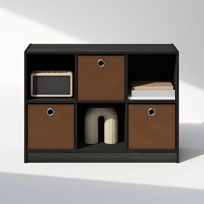 Furinno Cubic Closet Organizers and Storage, 6-Cube Closet Organizer with Bins, Open Shelf Storage, for Wardrobe, Bedroom, Li