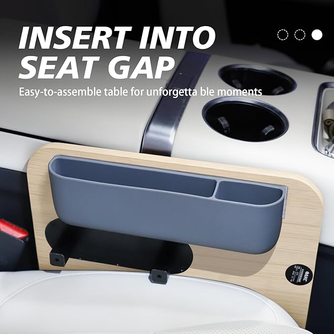 360° Rotating Wood Car Tray & Desk for Laptop - Steering Wheel Cup Holder Table, Car Accessories for Women & Men, Compatible with Tesla Model Y/3/S, Ford F150/Explorer/Maverick & Most Vehicles