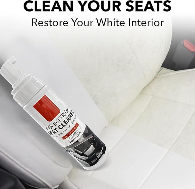 Interior Cleaner for Tesla White & Black Vegan Leather Seat Protectant Car Care Cleaning Kit Stain Remover Safe for Tesla Mod