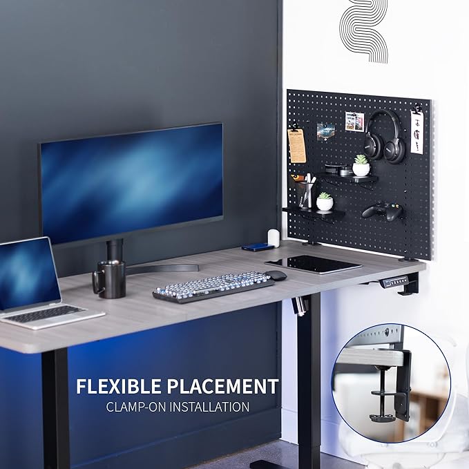 VIVO Steel Clamp-on Desk Pegboard, 30 x 24 inch Privacy Panel, Magnetic Peg Board, Office Accessory Organizer, Above or Below