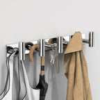 VAEHOLD Hat and Coat Wall Mount Rack - Hooks for Robes, Bags, Keys, and Towels - Bathroom Towel Hanger Organizer (Polished Ch