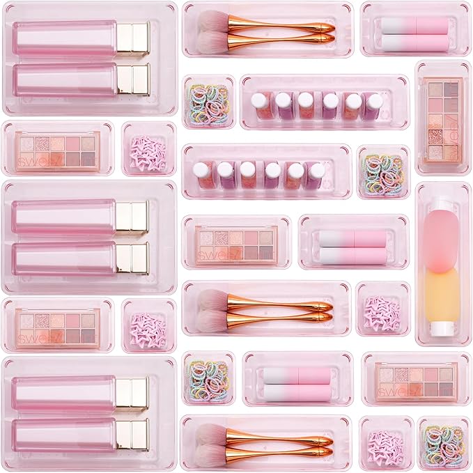 Kitchen Desk Drawer Organizers Storage for Office, Small Acrylic Vanity Trays Makeup Organizer for Drawer Bathroom Plastic Ma
