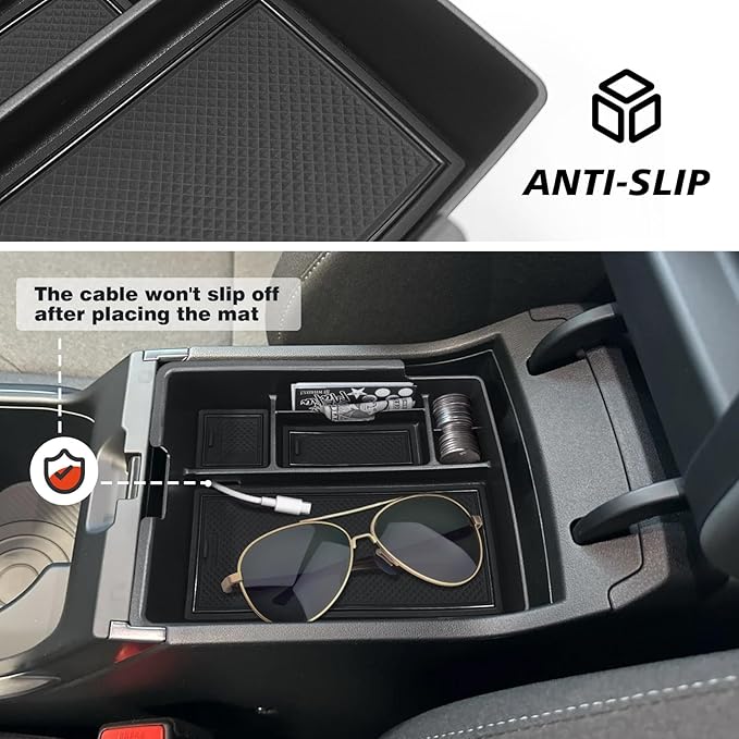 Muslogy 2PCS Center Console Organizer & Hidden Storage Box One-Touch Compatible with Kia K4 2025 Accessories Armrest Privacy Insert Tray Console Divider Insert Organizer