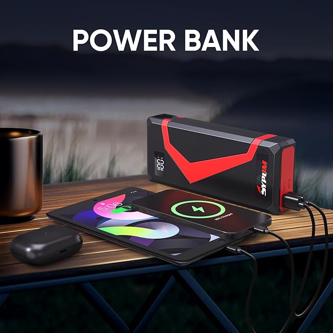 Portable Car Jump Starter, 4150A Peak Portable Car Battery Charger, 12V Battery Jump Box for Motorcycle, Truck Up to 12L