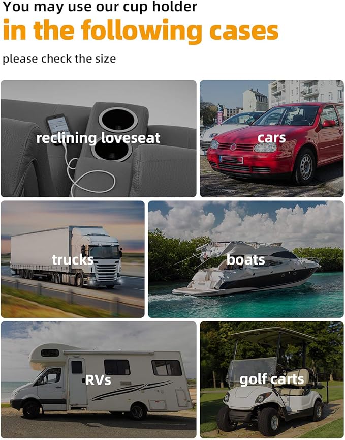 JoyTutus Cup Holder Insert 4pcs for RV Boat Car Couch Golf Cart, Elegant Chrome, Large Plastic Universal Drop in Cup Holder f