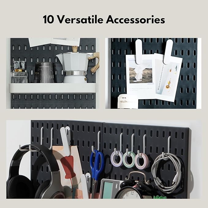 Keepo Peg Board Wall Organizer – Plastic Pegboard Panels, Modular Peg Board Storage System for Home Office, Craft Room, Gamin