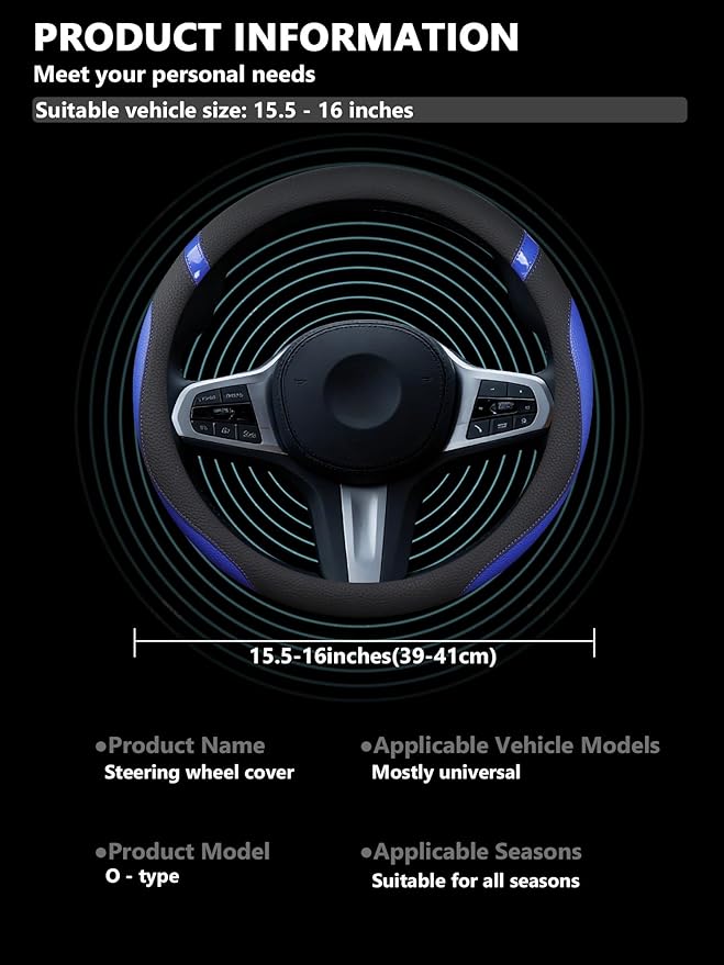 Cxtiy Universal 15.5-16 Inch Steering Wheel Cover – Non-Slip Microfiber Leather, Easy Install, Thickened Grip, All-Season Com