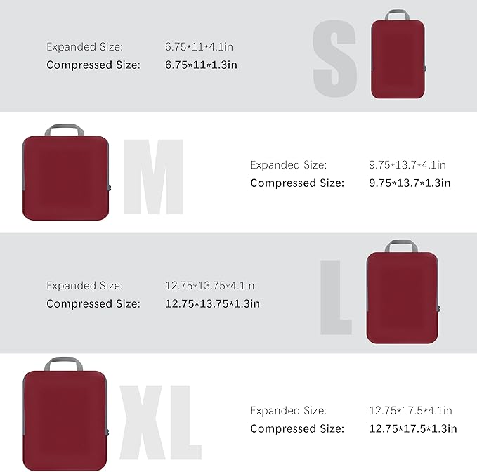 PANDA JOYS 4 Set Compression Packing Cubes Travel - Travel Accessories Expandable Packing Organizers for Carry On - Essential