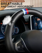Customized Auto Car Steering Wheel Cover for BMW X1 X2 X3 X4 X5 X6 X7 i3 i4 i5 i8 535i 740Li 335i M3 M4 M5 Z1 Z3 Z4 Z5 (Black