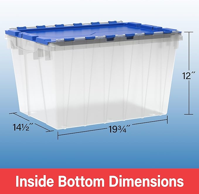 Akro-Mils KeepBox 12 Gallon Storage Container, Nesting and Stackable Plastic Storage Box with Lid Attached, Organizer Tote fo