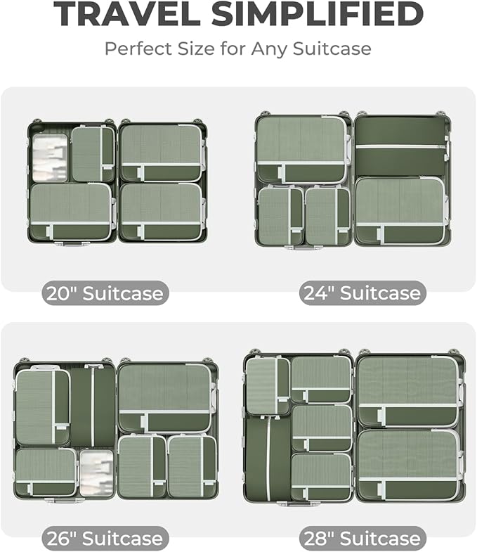 Percover Compression Packing Cubes 4-Piece Set, Packing Cubes Compression for Travel with Label Pockets, Travel Organizer for
