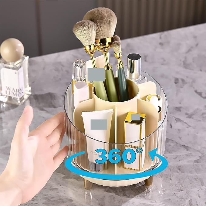 Makeup Organizer Vanity 360 Rotating Makeup Organizer Spinning Makeup Organizer for Vanity, Makeup Brush Holder 7-Slot Fits M