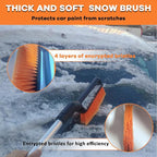 UNXMRFF 32 Inch Snow Brush - Aluminum Car Snow Scraper and Brush for Cars Windshield with Ergonomic Foam Grip for Snow Removal, Detachable Ice Scraper for Car