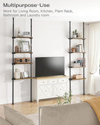 ALLZONE Adjustable Tall Narrow Bookshelf for Bedroom, 4-Tier Ladder Bookcase for Small Spaces, Tension Mount Tall Skinny Book
