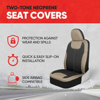 Motor Trend Beige Waterproof Seat Covers for Front Seats – Premium Neoprene Car Seat Covers, Car Seat Protectors with Removab