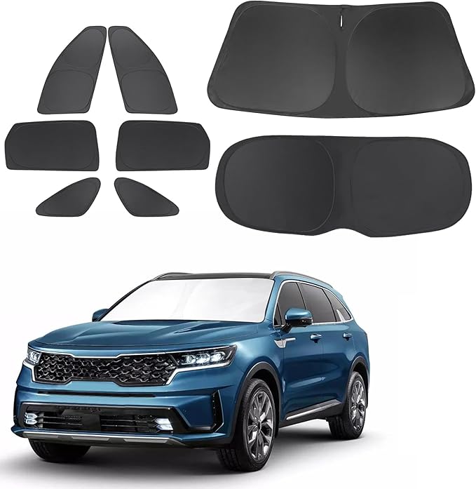 TINGLU Window Shades for Kia Sorento 2016 2017 2018 2019 2020 Accessories Car Side Full Windows Rear Triangular Windshield Sun Shade Sun UV Rays & Privacy Protection for Camping,Napping,Relaxing 8PCS