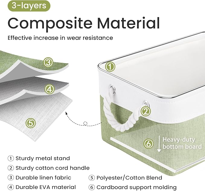 Storage Baskets for Shelves 13.8x9.8x6.7 Inch, Foldable Fabric Storage Bins with Handles, Small Storage Baskets for Organizin