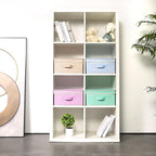 Storage Bins with Lid, Foldable Clothing Storage Box case with Handle for Closet, Bedroom, Home, 4 Color Set B, 13L x 12.5W x