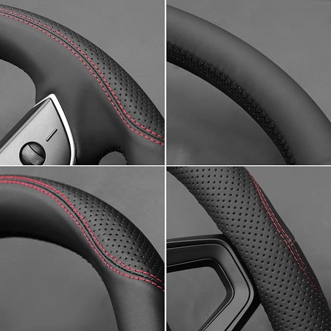 MEWANT DIY Stitching Steering Wheel Cover Wrap for Tesla Model 3 Highland 2023-2025/Model Y 2025 Highland for Tesla Model 3/Model Y Accessories(3D Style)