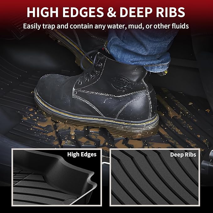 LASFIT Floor Mats for Mercedes Benz GLE SUV 2020-2026 350/450/ 53 AMG (Not Fit Coupe; Fit 5 Seats), All Weather TPE Anti-Slip Floor Liners Custom Fit GLE Car Mats, 1st & 2nd Row Set, Black