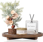 Round Decorative Tray Wood Bathroom Counter Organizer Farmhouse Kitchen Decor Wooden Riser for Soap Dish, Perfume, Candle, Sp