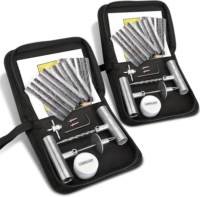 Tire Repair Kit, Sets of 2-24pcs Professional Heavy Duty Universal Emergency Flat Tire Repair Kit to Fix Punctures, for car M