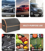 Owleys Sedan Trunk Organizer 17.7" Storage Tote For Groceries, Tools & Travel Gear - Foldable Eco-Leather Car Crate With