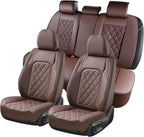 Coverado Car Seat Covers Full Set, Luxury Faux Leather Waterproof Seat Cover, Front and Back Car Seat Protector, Universal 5 