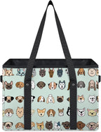 Reusable Grocery Bags Heavy Duty Shopping Bags Foldable Large Tote Bags with Long Handles & Hard Bottom