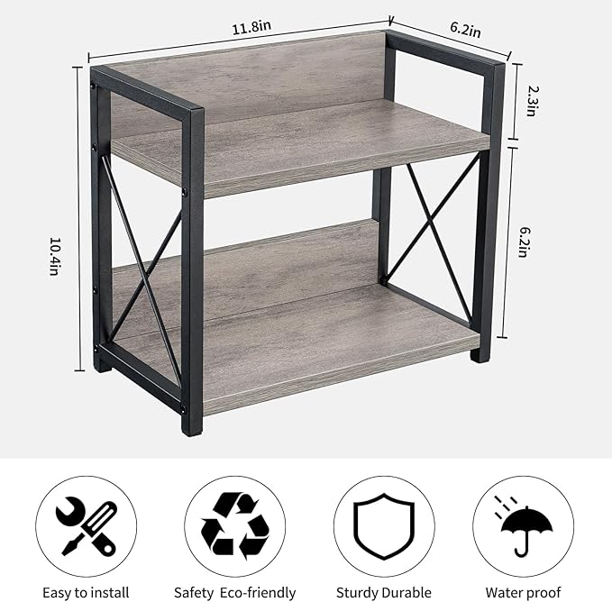 Giikin Countertop Shelf Organizer, 2 Tier Kitchen Spice Rack Organizer for Countertop, Wood Coffee Counter Shelf Organizer fo