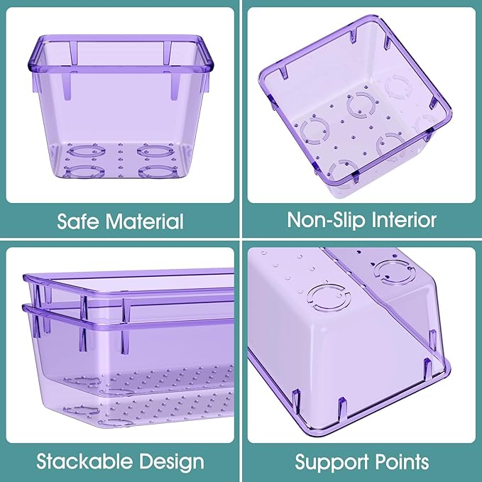 WOWBOX 25 PCS Plastic Drawer Organizer Set, Desk Drawer Divider Organizers and Storage Bins for Makeup, Jewelry, Gadgets for 