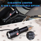 Small Flashlight Rechargeable with 12 Volt Car Cigarette Lighter & USB C for Auto Vehicles Emergency, Car Escape Tool, Outdoo