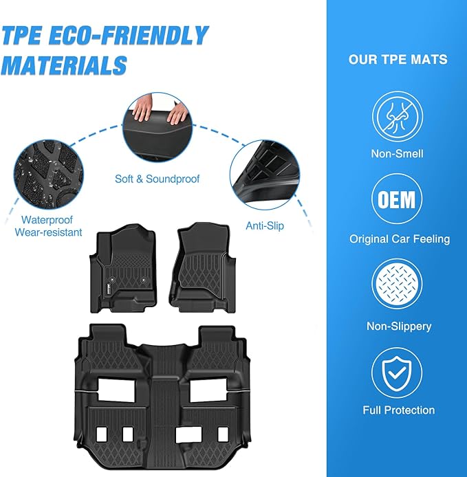 Nilight TPE Floor Mats for Chevy Chevrolet Suburban GMC Yukon XL Bucket Seats 2015 2016 2017 2018 2019 2020 All Weather Custom Fit Heavy Duty Floor Liners