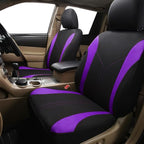 Flying Banner Car Seat Covers Full Set Front Seats and Rear Bench Mesh Fabric Splicing Polyester Cover Black with Purple Colo