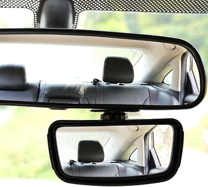 Blind Spot Mirror for Cars - Auto Adjustable Wide Angle Convex Rear View Mirror - Stick On Design