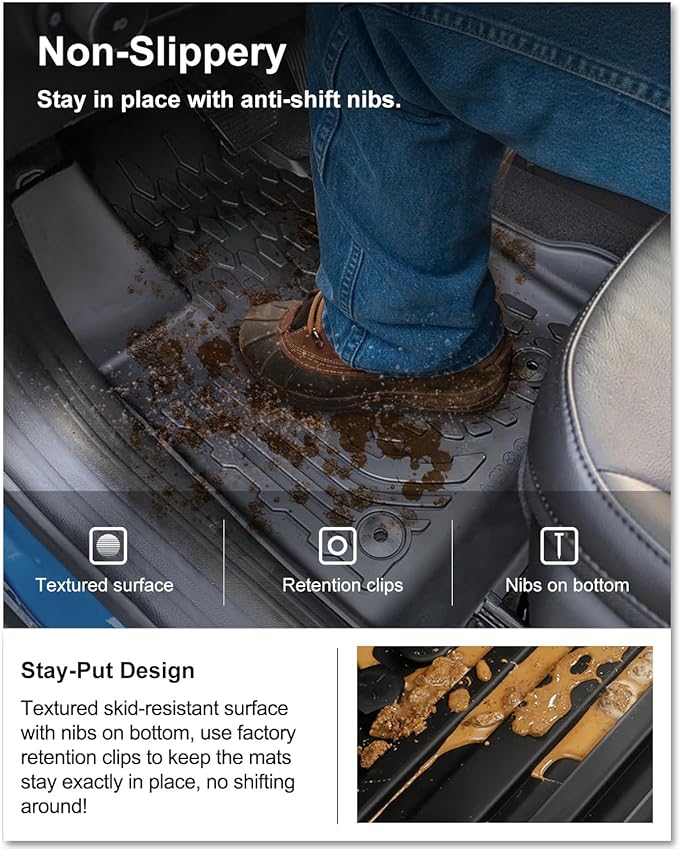 KIWI MASTER Floor Mats & Cargo Liner for 2017-2025 Jeep Compass OEM Replacement ‎82214651 ‎82214666 Front & 2nd Row Seat Trunk All Weather Mat Slush Liner, Black