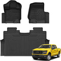 KUST Floor Mats for 2015-2026 Ford F-150/F150 Lightning SuperCrew Cab (Only for Rear Seat Without Under-Seat Fold Flat Storage), All Weather Car Mats for F150 Accessories TPE Rubber Raised Edge