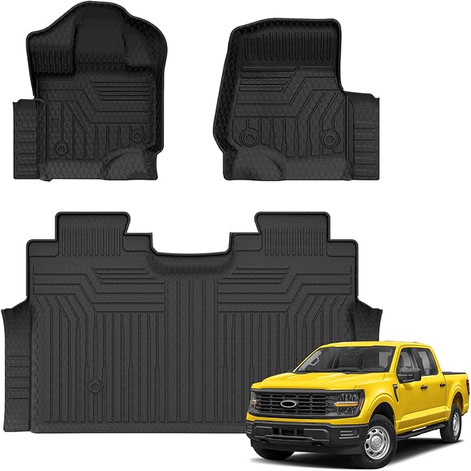 KUST Floor Mats for 2015-2026 Ford F-150/F150 Lightning SuperCrew Cab (Only for Rear Seat Without Under-Seat Fold Flat Storage), All Weather Car Mats for F150 Accessories TPE Rubber Raised Edge