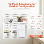 VEVOR Pegboard Combination Kit, 11" x 11" Plastic Pegboard, 4 Panels, Peg Board Wall Organizer Kit with Accessories, for Gara