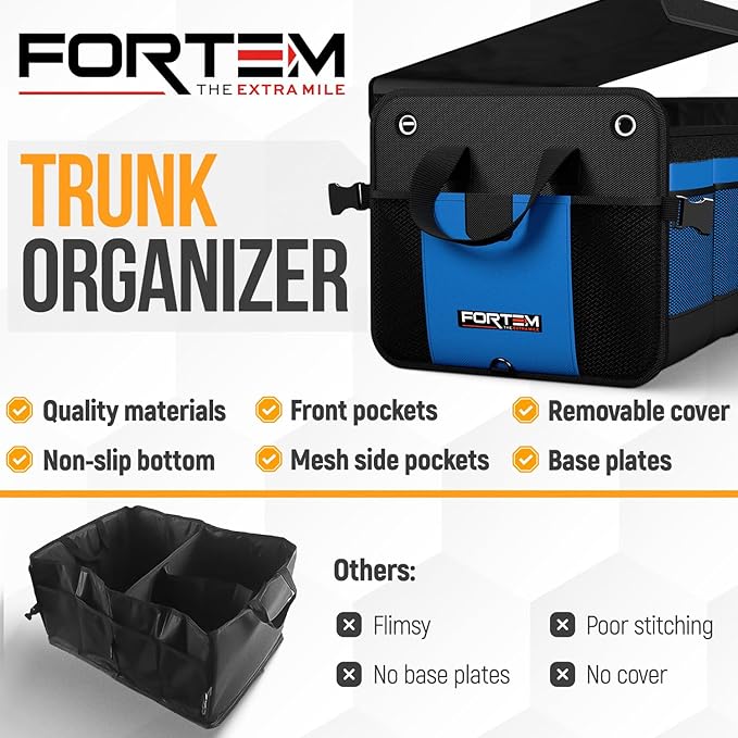 FORTEM Trunk Organizer For SUV Car Organizer and Storage, Collapsible Multi-Compartment Storage Bag Car Accessories for Women