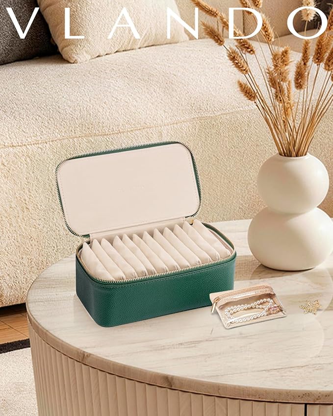 VLANDO Gifts for Teachers,Jewelry Case with 12 Velvet Jewelry Bags Travel Jewelry Organzier for Travelers Necklace Rings Earr